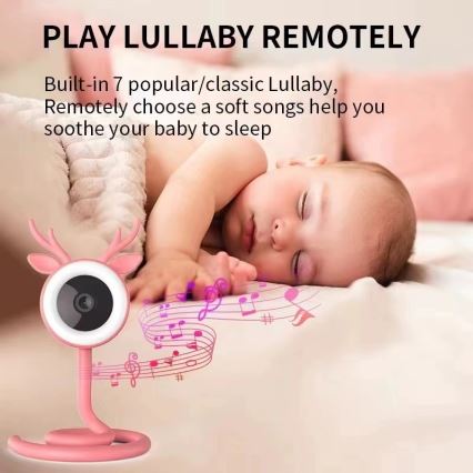 Immax NEO 07798L - Aufladbares Smart-Babyfon mit Kamera 5V Wi-Fi rosa