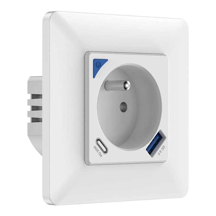 Immax NEO 07800L - Smart-Steckdose 16A/230V + 1xUSB-A+1xUSB C Wi-Fi Tuya