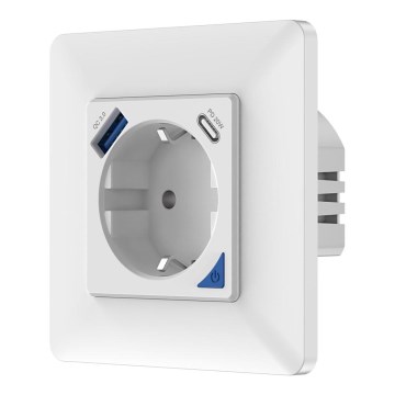 Immax NEO 07801L - Intelligente Steckdose 16A/230V + 1x USB-A + 1x USB-C Tuya SCHUKO