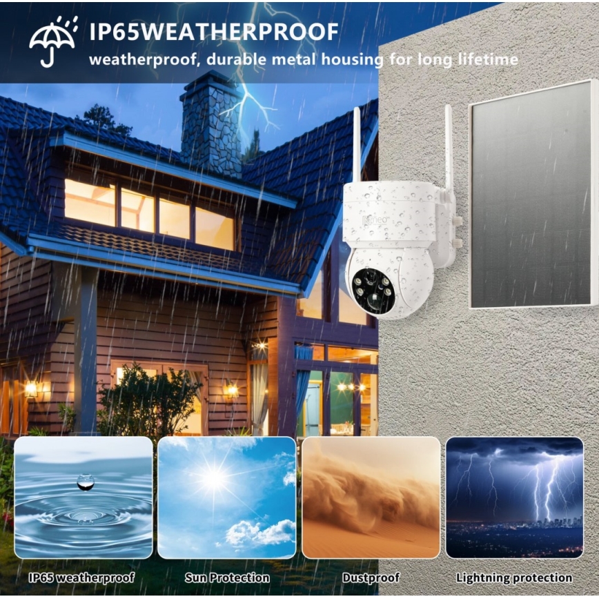 Immax NEO 07803L - Intelligente Außen-Solarkamera mit SENTRY-Sensor 6000 mAh Wi-Fi Tuya IP65