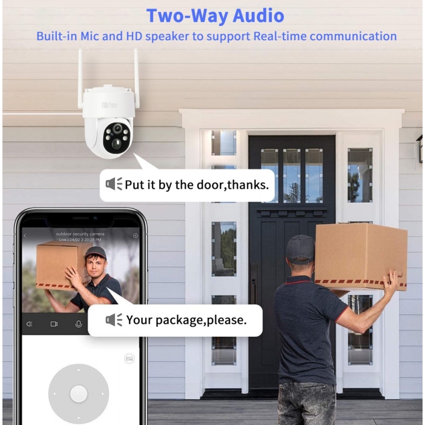 Immax NEO 07804L - Intelligente Außen-Solarkamera mit 9000 mAh Sensor, Wi-Fi, Tuya, IP65