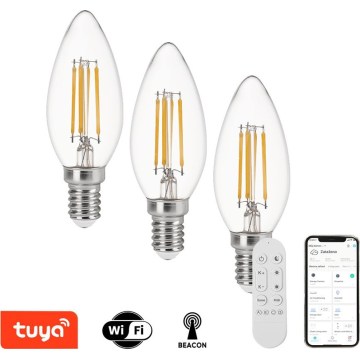 Immax NEO 07807CDO - 3er-Set dimmbare LED CCT-Leuchtmittel E14/4W/230V mit Wi‑Fi und Fernbedienung