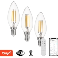Immax NEO 07807CDO - 3er-Set dimmbare LED CCT-Leuchtmittel E14/4W/230V Tuya Wi-Fi + Fernbedienung