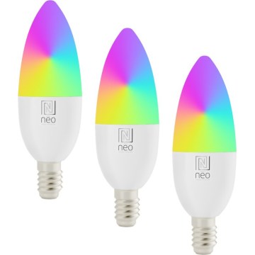 Immax NEO 07808C - 3er-Set dimmbarer RGB+CCT-LED-Leuchtmittel E14/4,8W/230V