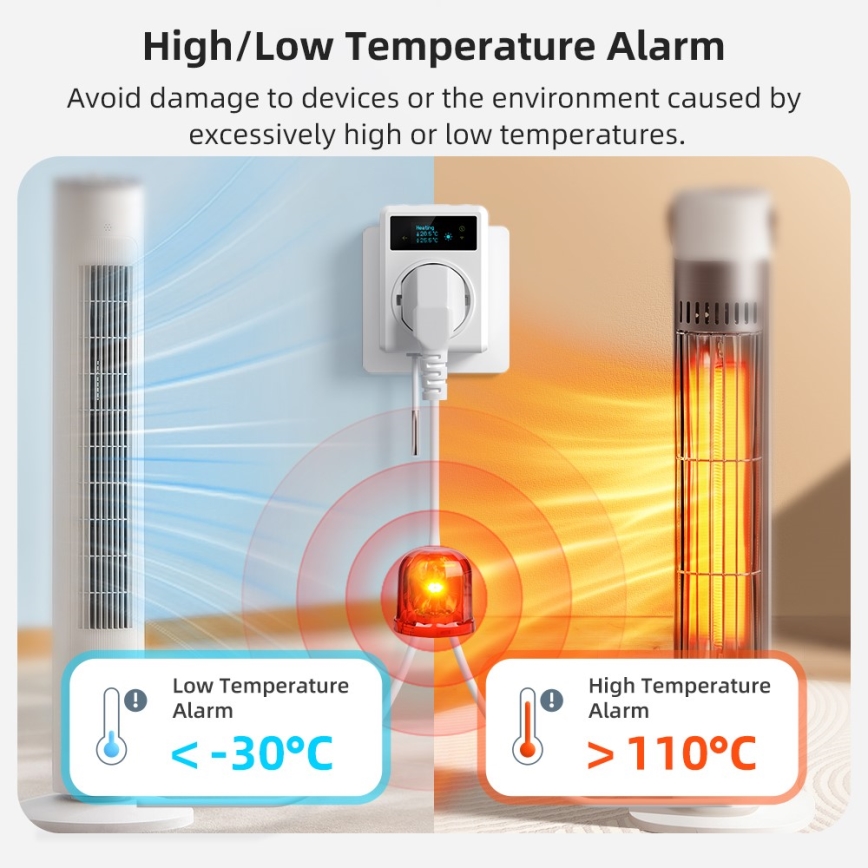 Immax NEO 07811L - Intelligente Steckdose mit Thermometer F 3680 W Wi-Fi