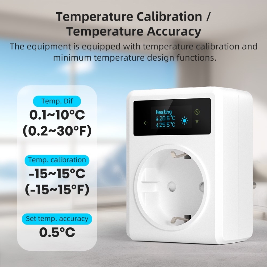 Immax NEO 07811L - Intelligente Steckdose mit Thermometer F 3680 W Wi-Fi