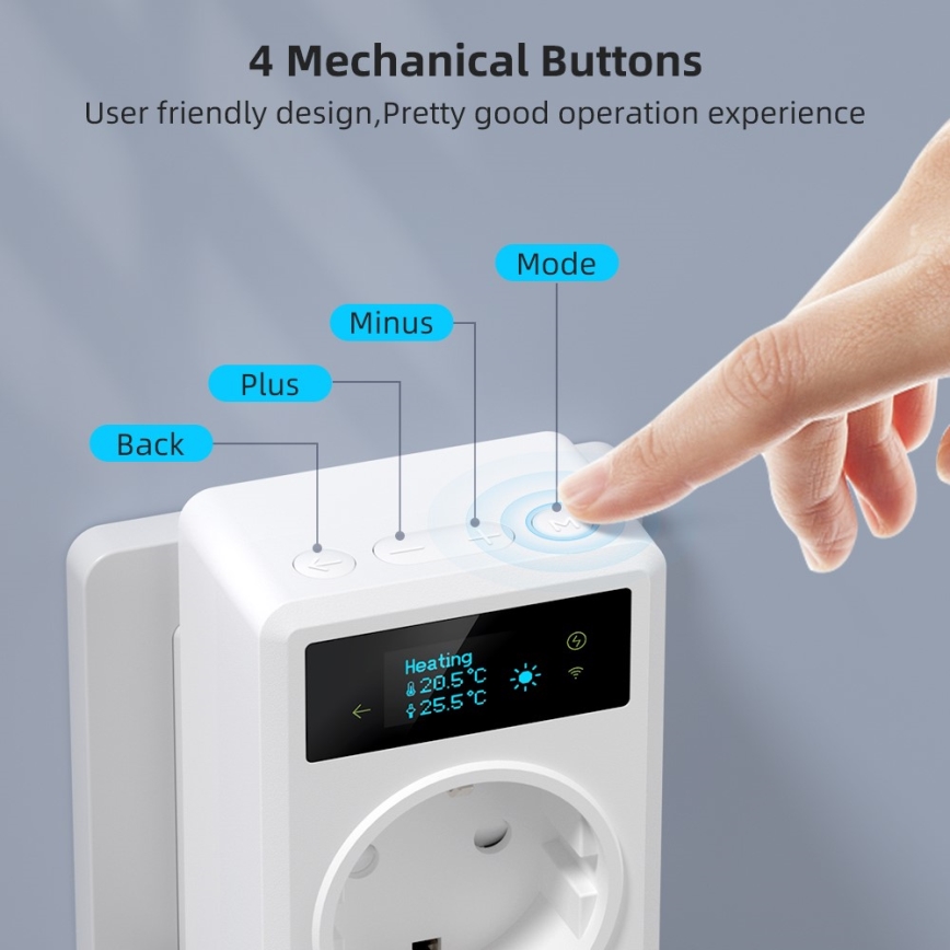 Immax NEO 07811L - Intelligente Steckdose mit Thermometer F 3680 W Wi-Fi