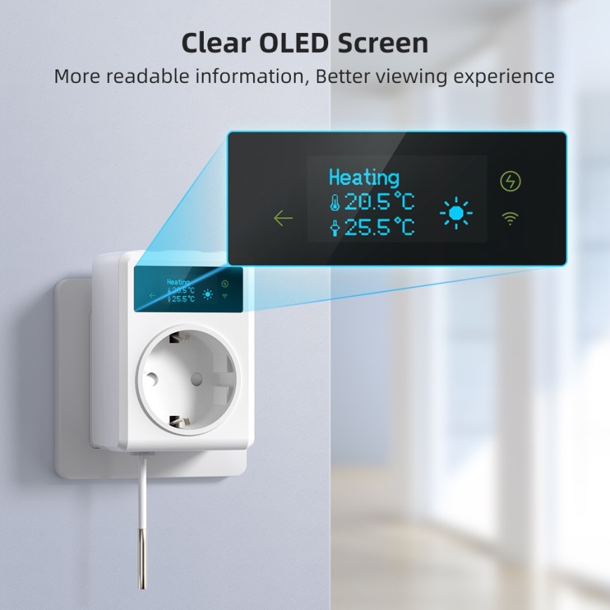 Immax NEO 07811L - Intelligente Steckdose mit Thermometer F 3680 W Wi-Fi