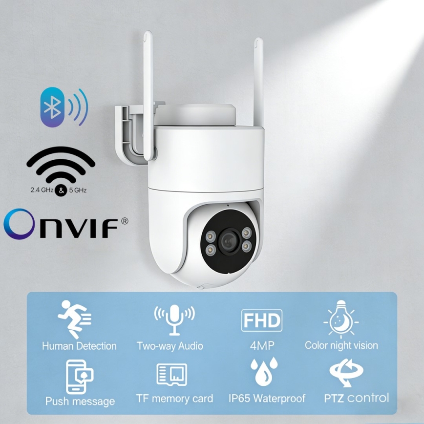 Immax NEO 07819L - Intelligente Außenkamera mit 4‑MP‑Sensor, 5V, IP65, Wi‑Fi