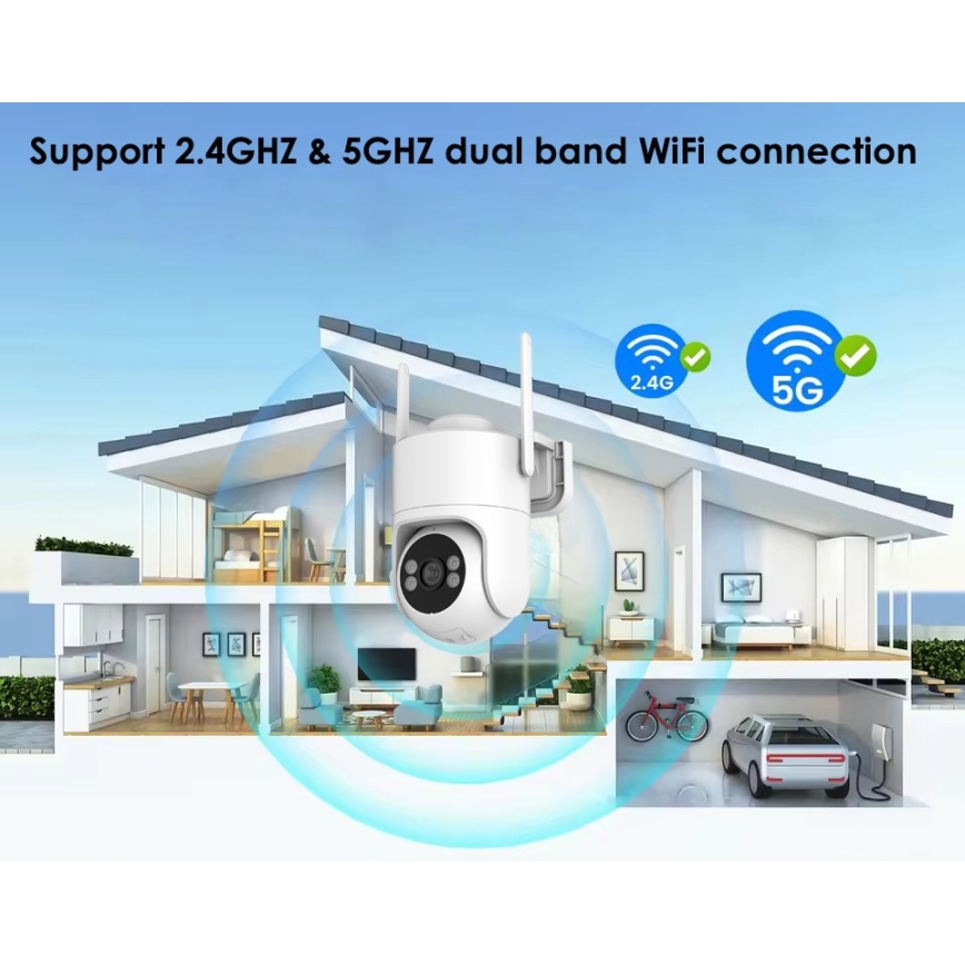 Immax NEO 07819L - Intelligente Außenkamera mit 4‑MP‑Sensor, 5V, IP65, Wi‑Fi