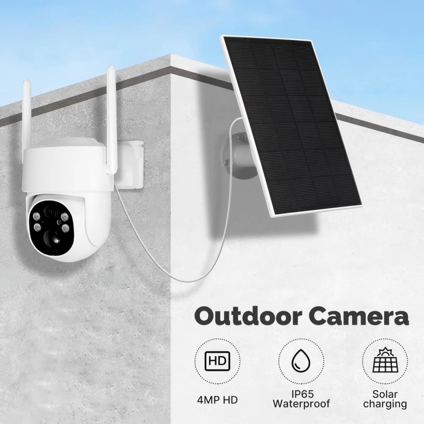 Immax NEO 07820L - Smarte solarbetriebene Außenkamera mit Sensor, 6000 mAh Akku, IP65, Tuya
