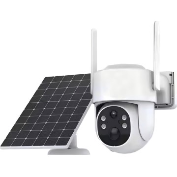 Immax NEO 07820L - Intelligente solarbetriebene Außenkamera mit integriertem Sensor, 6000-mAh-Akku, Schutzart IP65