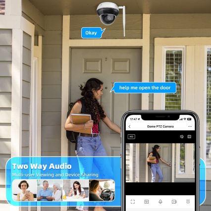 Immax NEO 07825L - Smarte Außenkamera mit DOME-Sensor, 5 MP, 230 V, IP66, TUYA, Wi‑Fi