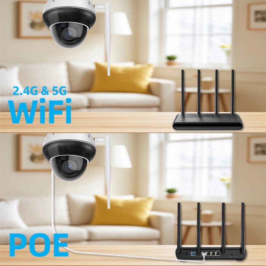 Immax NEO 07825L - Smarte Außenkamera mit DOME-Sensor, 5 MP, 230 V, IP66, TUYA, Wi‑Fi