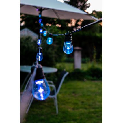 LED RGB + CCT Dimmbare Outdoor-Lichterkette GARLAND 15xLED/1W/230V 15m Wi-Fi Tuya IP65 + Fernbedienung