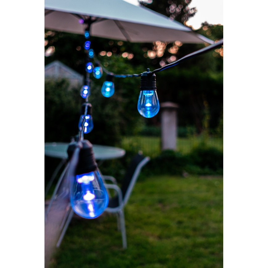 LED RGB + CCT Dimmbare Outdoor-Lichterkette GARLAND 15xLED/1W/230V 15m Wi-Fi Tuya IP65 + Fernbedienung