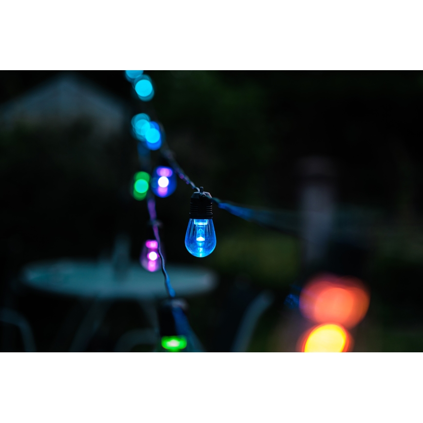 LED RGB + CCT Dimmbare Outdoor-Lichterkette GARLAND 15xLED/1W/230V 15m Wi-Fi Tuya IP65 + Fernbedienung