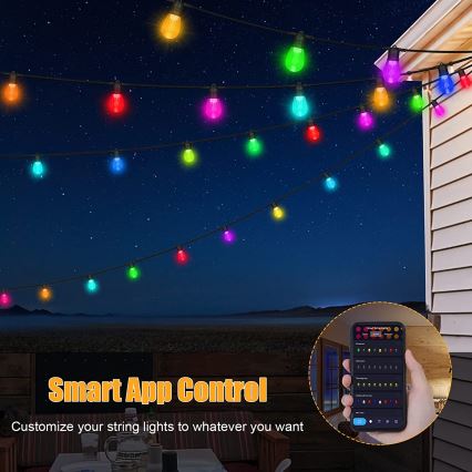 LED RGB + CCT Dimmbare Outdoor-Lichterkette GARLAND 15xLED/1W/230V 15m Wi-Fi Tuya IP65 + Fernbedienung