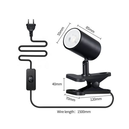 Immax NEO 08291L - Klemmleuchte PUNTO 1xGU10/9W/230V schwarz
