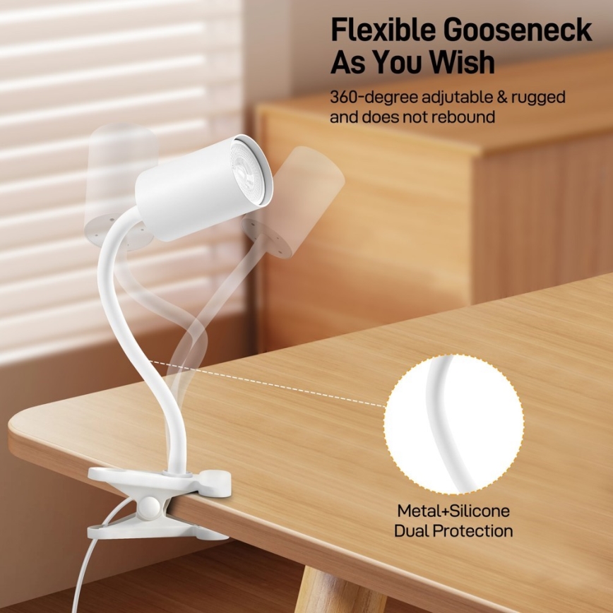 Immax NEO 08294L - Flexible Klemmlampe PUNTO 1xGU10/9W/230V weiß