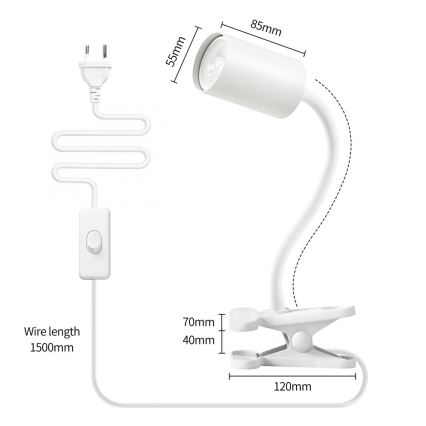 Immax NEO 08294L - Flexible Klemmlampe PUNTO 1xGU10/9W/230V weiß