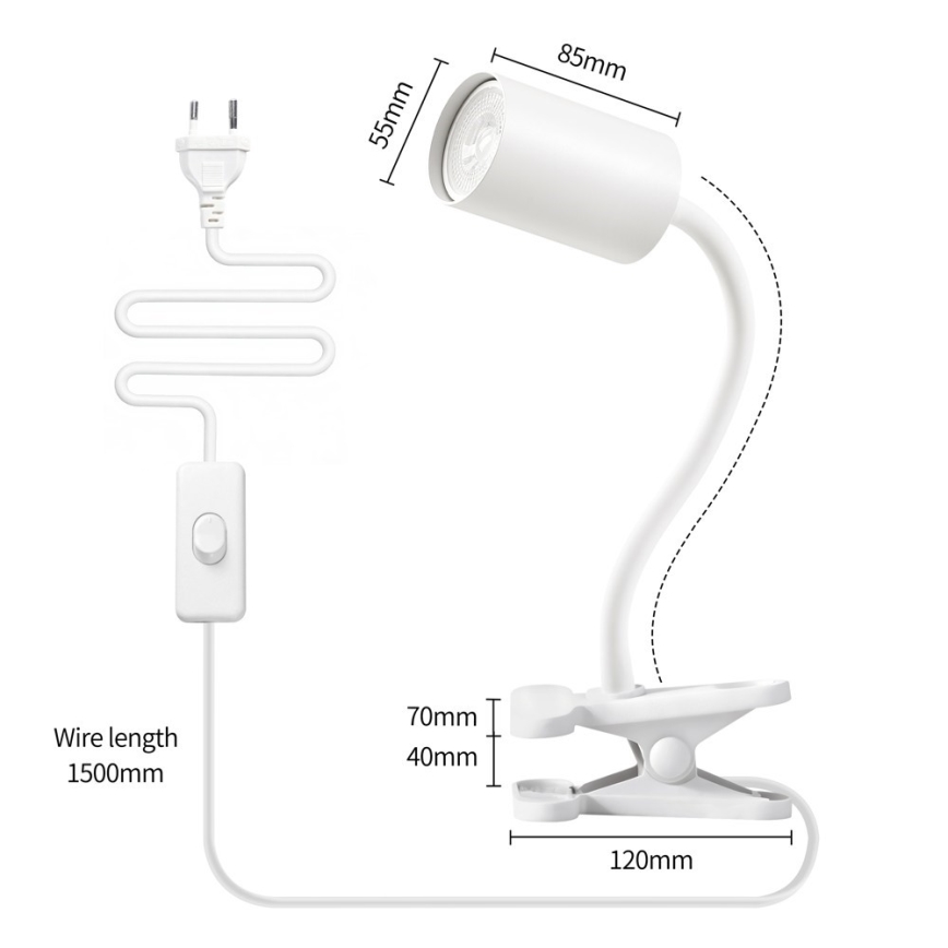 Immax NEO 08294L - Flexible Klemmlampe PUNTO 1xGU10/9W/230V weiß