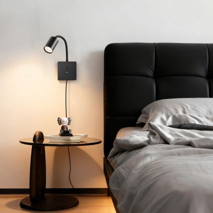 Immax NEO 08295L - Wandleuchte mit USB-Anschluss PUNTO 1xGU10/9W/230V schwarz