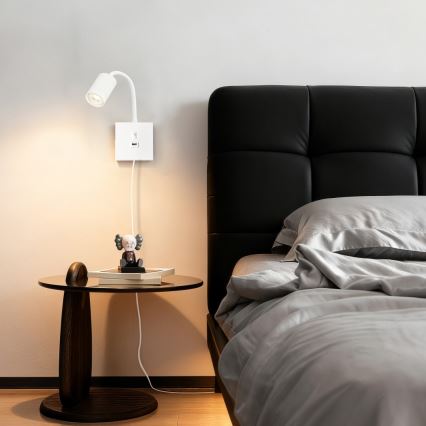 Immax NEO 08296L - Wandleuchte PUNTO mit USB-Anschluss 1xGU10/9W/230V weiß