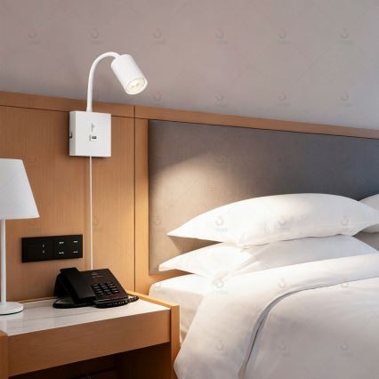 Immax NEO 08296L - Wandleuchte PUNTO mit USB-Anschluss 1xGU10/9W/230V weiß