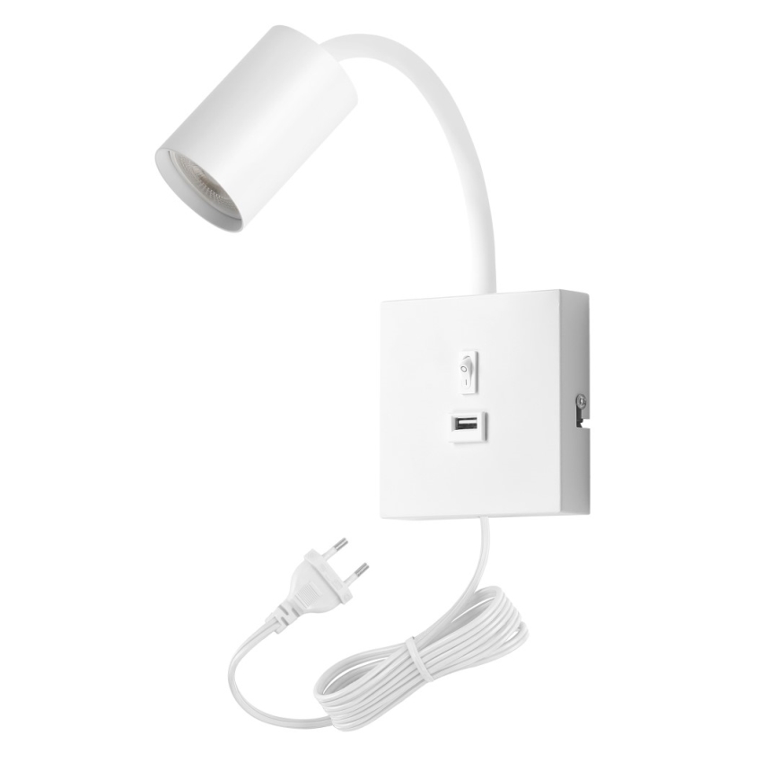 Immax NEO 08296L - Wandleuchte PUNTO mit USB-Anschluss 1xGU10/9W/230V weiß