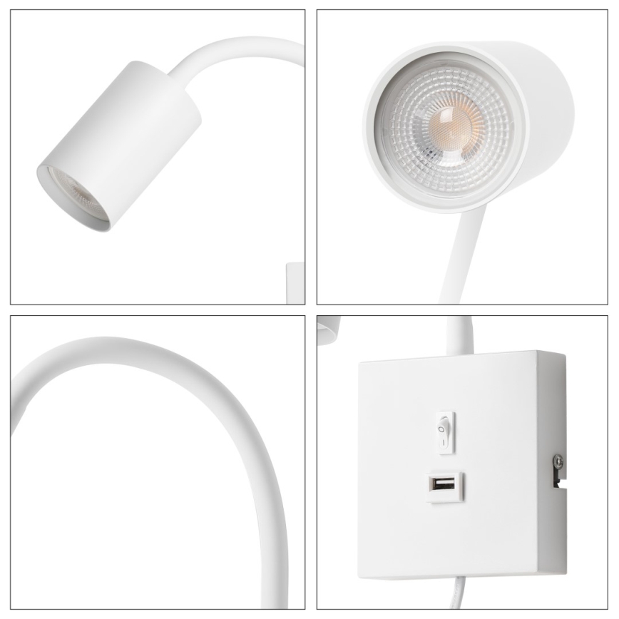 Immax NEO 08296L - Wandleuchte PUNTO mit USB-Anschluss 1xGU10/9W/230V weiß