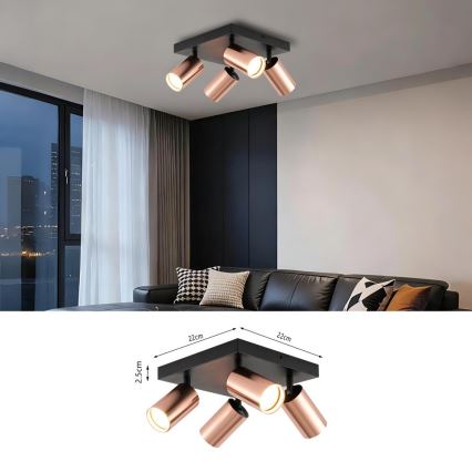 Immax NEO 08304L - Deckenspot PUNTO 4xGU10/9W/230V Roségold