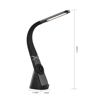 Immax NEO 09110L - LED-dimmbare Schreibtischlampe mit kabelloser Ladefunktion MAGIC LED/5W/230V schwarz
