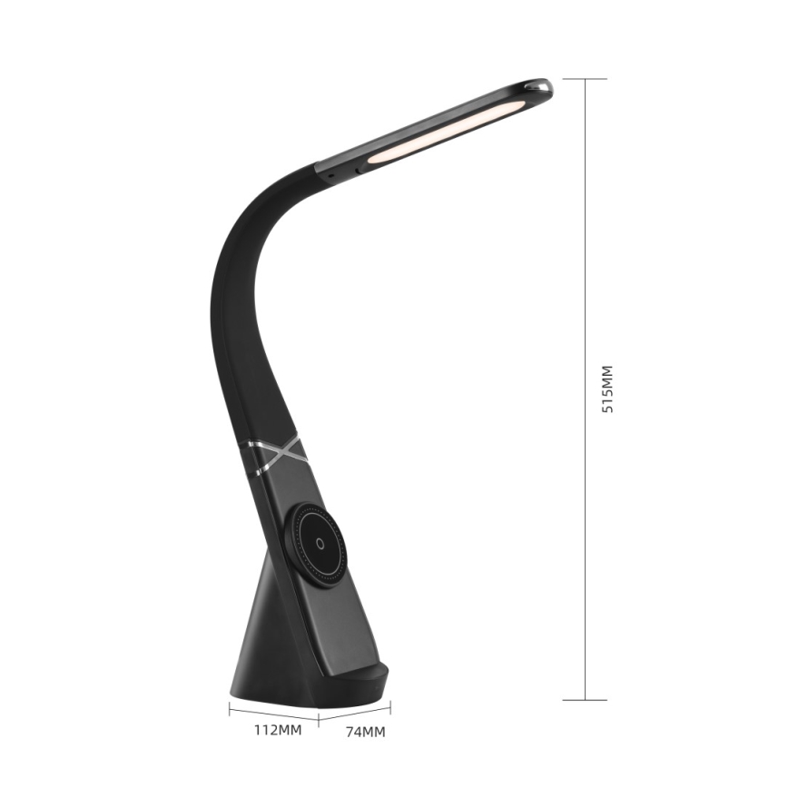 Immax NEO 09110L - LED-dimmbare Schreibtischlampe mit kabelloser Ladefunktion MAGIC LED/5W/230V schwarz