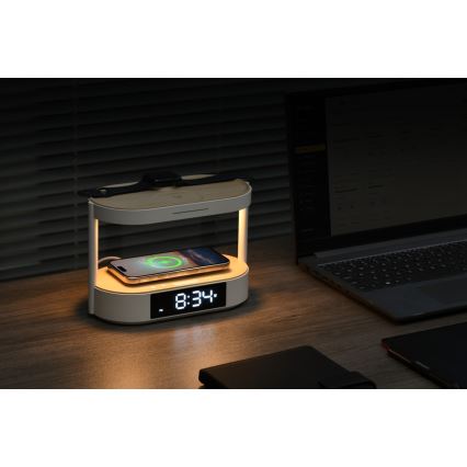 Immax NEO 09111L - dimmbare LED-Tischlampe mit Wecker und Ladefunktion TRIPLE DOCK LED/1,5W/5V