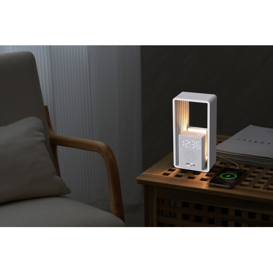 Immax NEO 09113L - LED-Tischlampe CALM mit Wecker und Ladefunktion, LED/3,5 W/5 V