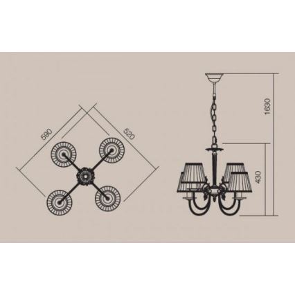 Incanti 02-657 - Hängeleuchte an Kette ILARIA 4xE14/28W/230V