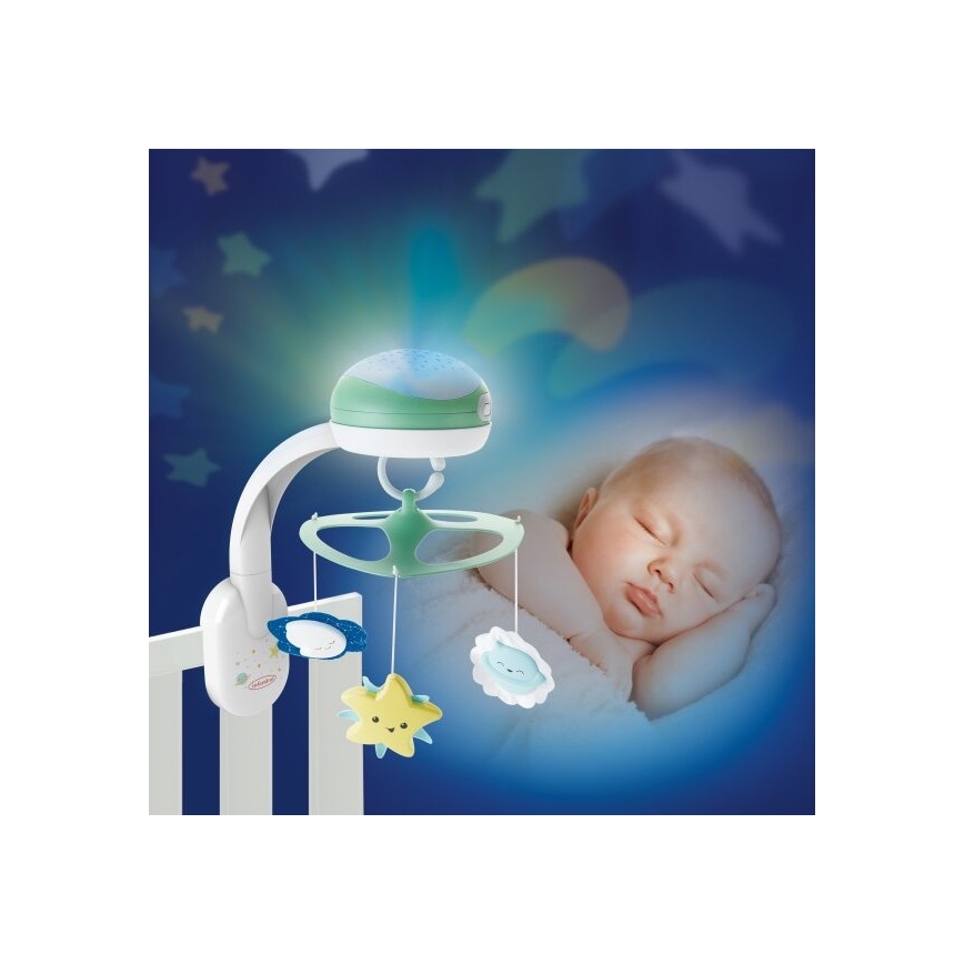 Infantino - Babybett-Mobile mit Melodie 3in1 3xAA grün
