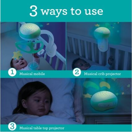 Infantino - Babybett-Mobile mit Melodie 3in1 3xAA grün