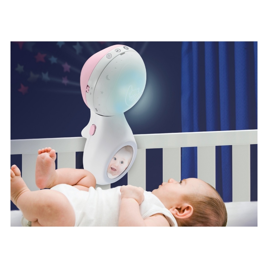 Infantino - Kinderbett-Mobile mit Melodie und Projektor 3in1 3xAAA rosa