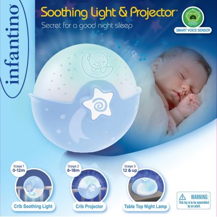 Infantino - Kinderlampe mit Projektor 3xAA blau