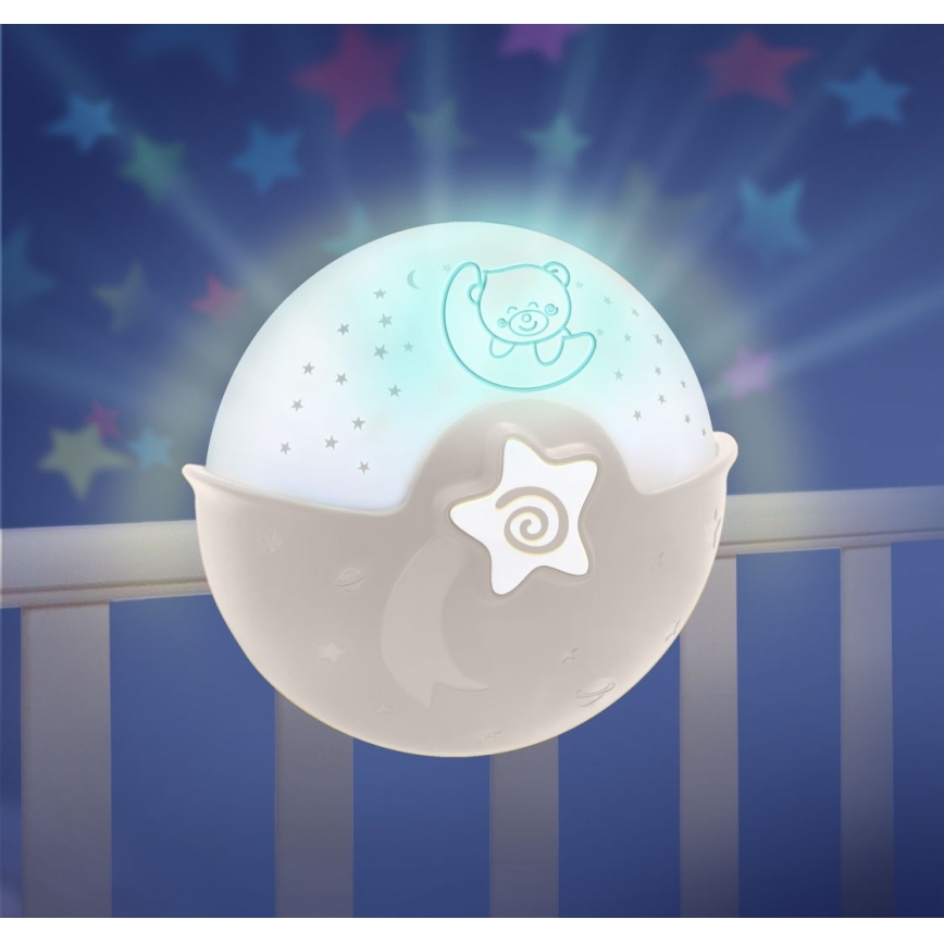 Infantino – Kleine Kinderlampe mit Projektor 3xAA grau