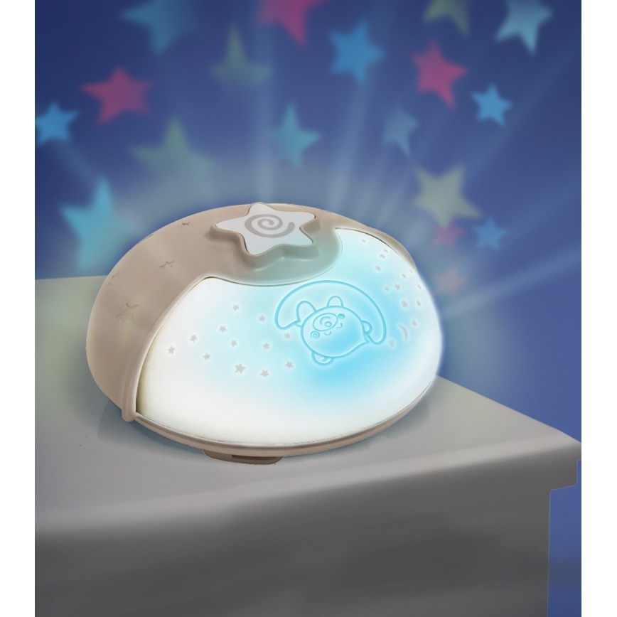 Infantino – Kleine Kinderlampe mit Projektor 3xAA grau
