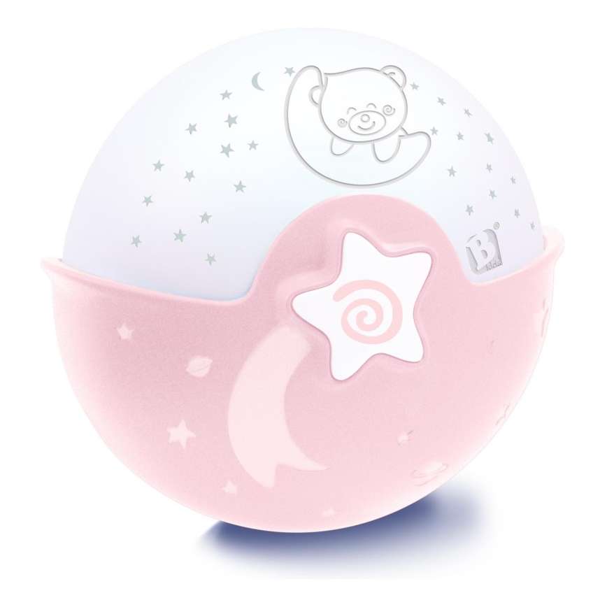 Infantino – Kleine Kinderlampe mit Projektor 3xAA rosa