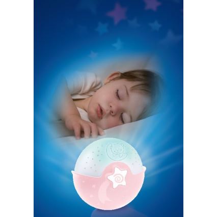 Infantino – Kleine Kinderlampe mit Projektor 3xAA rosa