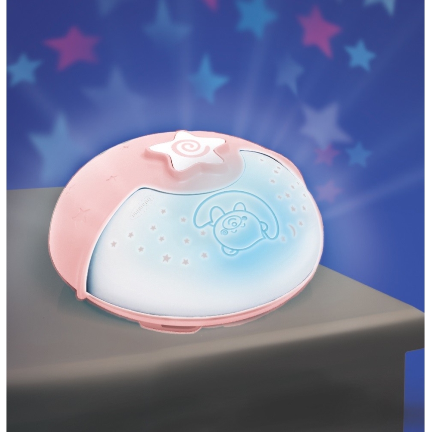 Infantino – Kleine Kinderlampe mit Projektor 3xAA rosa