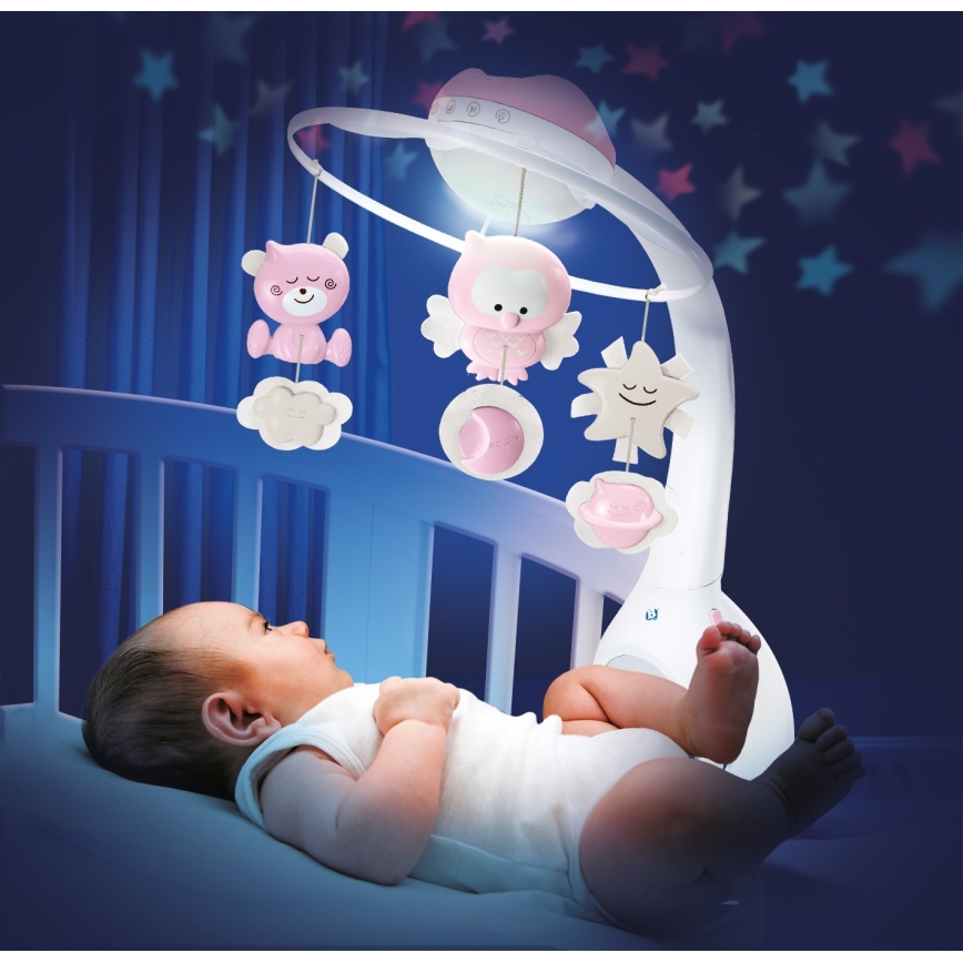 Infantino – Krippenmobile mit Musik 3in1 3xAAA rosa