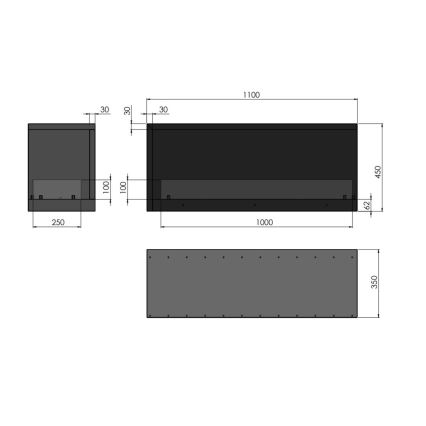 InFire – BIO-Eckkamin 110x45 cm 3kW schwarz