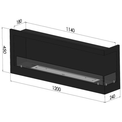 InFire - BIO-Eckkamin 45x120 cm 3kW schwarz