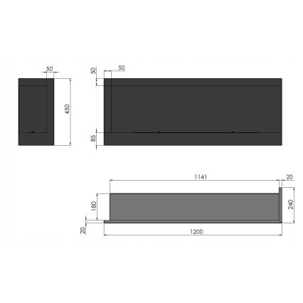 InFire - BIO-Eckkamin 45x120 cm 3kW schwarz